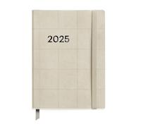 Miquelrius - Agenda 2025, Tamaño 122 x 168 mm, Agenda semana vista, Cubierta flexible símil piel cosida, Papel 80 g/m², Español, Inglés y Portugués, Color crema