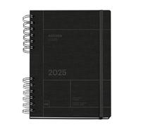 Miquelrius - Agenda 2025, Tamaño 155 x 213 mm, Agenda semana vista, Cubierta cartón forrado, Papel sostenible 100 g/m², Cierre goma, Español, Inglés y Portugués, Negro