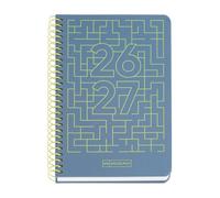 Miquelrius - Agenda 2026 2027 día página de 10 meses, Tamaño A6+ (11,7 × 17,4 cm), Cartón plastificado, Espiral metálico a color, Cantos redondeados, Stickers, Español-EN, Azul