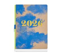 Miquelrius - Agenda 2026 día por página, Similar A5+ (155 x 213 mm), Planificación diaria, Cubierta kraft natural con serigrafía, Encuadernación artesanal, Papel marfil 100 g/m², Español-EN-PT, Nubes