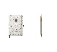 Miquelrius - Agenda 2026 día por página, Similar A5+, Cubierta rígida cartón, Cierre goma elástica, Español-EN-PT + Bolígrafo metálico de tinta azul, Textura de rafia color verde