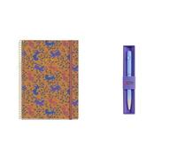 Miquelrius - Agenda 2026 día por página, Similar A5+, Cubierta rígida cartón, Espiral, Cierre goma elástica, Español-EN-PT + Bolígrafo azul giratorio, Punta 0.7 mm, Degradado Lila