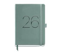 Miquelrius - Agenda 2026 semana vista, Similar A5+ (155 x 213 mm), Planificación semanal, Cubierta flexible símil piel cosida, Cierre goma, Bolsillo interior, Papel 80 g/m², Español-IN-PT, Verde