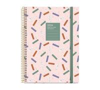 Miquelrius - Agenda 2026 semana vista, Similar A5+ (155 x 213 mm), Planificación semanal, Cubierta rígida cartón, Espiral, Cierre goma elástica, Papel 80 g/m², Español-EN-PT, Confeti