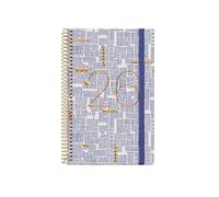 Miquelrius - Agenda 2026 semana vista, Similar A6+ (117 x 182 mm), Planificación semanal, Cubierta rígida cartón, Espiral, Cierre goma elástica, Papel 80 g/m², Español-EN-PT, Trazos