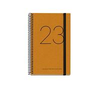 Miquelrius Agenda anual 2023 Reciclada, Día Página, Cubierta de cartón reciclado, Espiral, Español, Inglés y Portugués, Color Amarillo, Tamaño Activa 117 x 182 mm