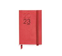 Miquelrius Agenda anual 2023, Semana Vista Horizontal, Cubierta flexible símil piel cosida, Español, Inglés y Portugués, Color Rojo, Tamaño Passport 90 x 140 mm