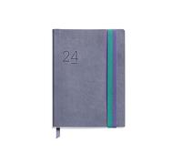Miquelrius - Agenda Anual 2024, Día Página, Tamaño Journal 122 x 168 mm, Cubierta flexible símil piel cosida, Doble cierre goma elástica, Español, Inglés y Portugués, Lila