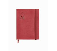 Miquelrius - Agenda Anual 2024, Día Página, Tamaño Journal 122 x 168 mm, Cubierta flexible símil piel cosida, Español, Inglés y Portugués, Rojo