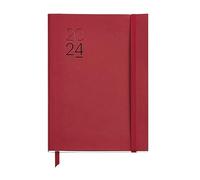 Miquelrius - Agenda Anual 2024, Semana Vista Vertical, Tamaño Plus 155 x 213 mm (similar A5), Cubierta flexible símil piel cosida, español, Inglés y Portugués, Rojo