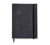 Miquelrius - Agenda Anual 2024, Semana Vista Vertical, Tamaño Plus 155 x 213 mm (similar A5), Cubierta flexible símil piel cosida, Catalán, Inglés y Portugués, Negro