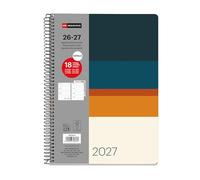 Miquelrius - Agenda Escolar 18 Meses Semana Vista de Julio 2026 a Diciembre 2027, Tamaño A5+ (15,5×21,3 cm), Dos Páginas Stickers, Espiral Metálico, Cubierta Rígida Cartón, Catalán-EN-PT, Sunset