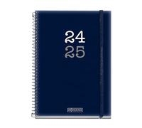 Miquelrius - Agenda Escolar 2024-2025, Septiembre 2024 a Agosto 2025, Tamaño 150 x 213 mm, Día Página, Cubierta de Polipropileno Opaco, Cierre con Goma, Catalán e Inglés, College Azul