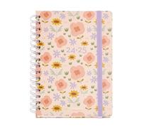 Miquelrius - Agenda Escolar 2024-2025, Septiembre 2024 a Agosto 2025, Tamaño 160,5 x 218 mm, Semana Vista, Encuadernación Wire-O, Cierre con Goma, Multilingüe: ES-EN-PT-IT-FR-DE, Flowers