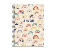 Miquelrius - Agenda Escolar 2024-2025, Septiembre 2024 a Junio 2025, Tamaño 117 x 174 mm, Día Página, Cubierta Reciclada, Español e Inglés, Agenda de Papel Reciclado, Diseño Eco Arcoíris