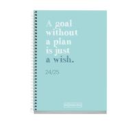 Miquelrius - Agenda Escolar 2024-2025, Septiembre 24 a Junio 25, 117 x 174 mm, Agenda Día Página, Cubierta Cartón Forrado, Agenda 2024 2025, Espiral Metálico Blanco, Español e Inglés, Write Azul