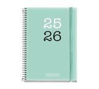 Miquelrius - Agenda Escolar 2025 2026, Planificación 12 Meses: de Septiembre a Agosto, Tamaño 117 x 174 mm, Día Página, Cubierta de Polipropileno Opaco, Cierre con Goma, Español-Inglés