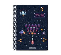 Miquelrius - Agenda Escolar 2025 2026, Planificador 10 Meses: Septiembre a Junio, Espiral de plásico, Tamaño 150 x 213 mm, Semana Vista, Vuelta al cole con estilo y diversión, Español-Inglés