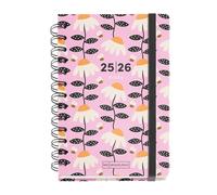 Miquelrius - Agenda Escolar 25-26, Planificador de Septiembre 2025 a Agosto 2026, Tamaño 125.5 x 178 mm, Día Página, Doble Espiral, Pegatinas, Tapa de Cartón Forrado, Cierre con Goma, Español-Inglés