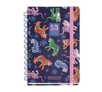 Miquelrius - Agenda Escolar 25-26, Planificador de Septiembre 2025 a Agosto 2026, Tamaño 125.5 x 178 mm, Día Página, Doble Espiral, Pegatinas, Tapa de Cartón Forrado, Cierre con Goma, Español-Inglés