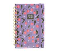 Miquelrius - Agenda Escolar 25-26, Planificador de Septiembre 2025 a Agosto 2026, Tamaño 125.5 x 178 mm, Día Página, Doble Espiral, Pegatinas, Tapa de Cartón Forrado, Cierre con Goma, Español-Inglés
