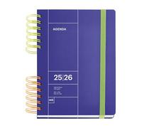 Miquelrius - Agenda Escolar 2025 2026, Septiembre a Agosto, Tamaño 160.5 x 218 mm, Semana Vista, Doble Espiral Bicolor, Cubierta Rígida, Cierre con goma, Catalán-Inglés-Portugués