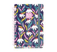 Miquelrius - Agenda escolar 2026 2027 día página 12 meses, A6+ (12,5×17,8 cm), Cartón forrado, Doble espiral, Cierre de goma, bolsillo interior, stickers y regla marcapáginas, Español-EN, Equinácea