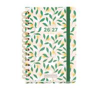 Miquelrius - Agenda escolar 2026 2027 semana vista 12 meses, A6+ (12,3×17,8 cm), Cartón forrado, Doble espiral, Cierre de goma, bolsillo interior, stickers y regla marcapáginas, Catalán-EN, Soles