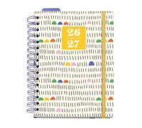 Miquelrius - Agenda escolar 2026 2027 semana vista A5+, Cartón forrado y cierre de goma, Papel 100 g/m², Doble espiral, Separadores, bolsillo interior, regla marcapáginas y stickers, Sunny lines