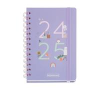 Miquelrius - Agenda Escolar 24-25, Septiembre 2024 a Agosto 2025, Tamaño 123 x 178 mm, Semana Vista, Doble Espiral Metálico, Cubierta de Cartón Forrado, Cierre con Goma, Catalán e Inglés, Mi Lugar