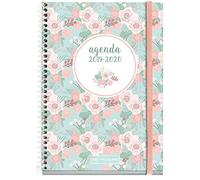 Miquelrius - Agenda Escolar con Espiral 2019-2020, Día Página Floral Catalán, 117 x 182 mm