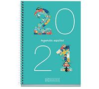 Miquelrius - Agenda Escolar Números Curso Lectivo 2020-2021, Catalán, Semana Vista, Tamaño 155 x 213 mm, Papel 70 g, Cubierta Cartón Duro, color Azul