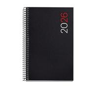 Miquelrius - Agenda semana vista 2026, Similar A6+ (117 x 182 mm), Cubierta flexible polipropileno, Espiral, Papel 80 g/m², Planificador semanal, ES-EN-PT, Color negro