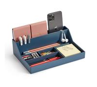 Miquelrius - Bandeja organizadora de sobremesa, Organizador de escritorio con gran capacidad, Tamaño 250 x 175 x 72 mm, Diseño compacto y resistente, Ideal para oficina y documentos, Color azul