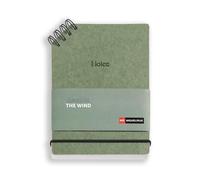 Miquelrius - Bloc de notas A6, Bloc A6 rayado, 80 hojas de 80 g/m², Bloc de notas con tapa de cartoncillo, Cuaderno de apuntes con doble espiral negro, Stamping negro, Papelería bonita, Verde