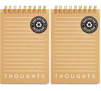 Miquelrius - Bloc de notas, Mini bloc con cubierta de cartoncillo impreso, 80 hojas rayadas de 70 g/m², Mini cuaderno con papel reciclado blanco, Bloc espiral doble, Papelería bonita, Mostaza