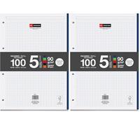 Miquelrius - Bloc de recambio, 100 hojas cuadriculadas 5x5 mm, Papel opaco 90 g/m², Recambio hojas A4 perforadas para carpeta de anillas o archivadores, Material escolar, 5 colores de hojas