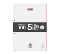 Miquelrius - Bloc Recambio Hojas Sueltas, 5 Franjas de Colores Pastel , 100 Hojas de Puntitos Dots , Tamaño A4, Papel 90 g/m², 4 Taladros