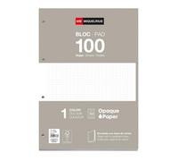 Miquelrius - Bloc de recambio de hojas A4 cuadriculadas 5x5 mm, 100 hojas de 90 g/m², Con perforaciones estándar para carpeta de anillas, Material escolar, Color gris