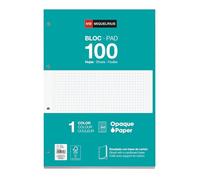 Miquelrius - Recambio Hojas A4, 100 Hojas, Cuadrícula 5 mm, 4 Taladros, Color Turquesa