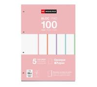 Miquelrius - Bloc de recambio de hojas A4 punteadas dots, 100 hojas de 90 g/m² en 5 colores pastel, Con perforaciones estándar para carpeta de anillas, Material escolar