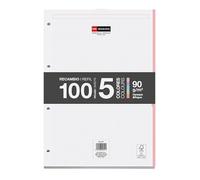 Miquelrius - Bloc de recambio de hojas A4 punteadas dots, 100 hojas de 90 g/m² en 5 colores pastel, Con perforaciones estándar para carpeta de anillas, Material escolar