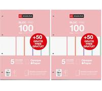 Miquelrius - Bloc de recambio de hojas A4 punteadas dots, 150 hojas de 90 g/m² en 5 colores pastel, Con perforaciones estándar para carpeta de anillas, Material escolar (Paquete de 2)