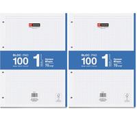 Miquelrius - Bloc de recambio de hojas cuadriculadas A4, Recambio de hojas perforadas para archivador 4 anillas, 100 Hojas A4 con cuadrícula 5x5 mm, Papel que evita que la tinta traspase, Azul