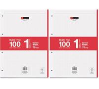 Miquelrius - Bloc de recambio de hojas cuadriculadas A4, Recambio de hojas perforadas para archivador 4 anillas, 100 Hojas A4 con cuadrícula 5x5 mm, Papel que evita que la tinta traspase, Rojo