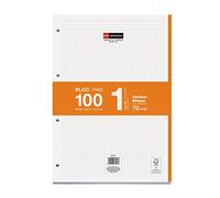 Miquelrius - Recambio Hojas A4, 100 Hojas, Cuadrícula 5 mm, 4 Taladros, Color Naranja