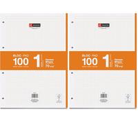 Miquelrius - Bloc de recambio de hojas cuadriculadas A4, Recambio de hojas perforadas para archivador 4 anillas, 100 Hojas A4 con cuadrícula 5x5 mm, Papel que evita que la tinta traspase, Naranja