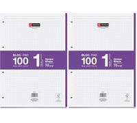 Miquelrius - Bloc de recambio de hojas cuadriculadas A4, Recambio de hojas perforadas para archivador 4 anillas, 100 Hojas A4 con cuadrícula 5x5 mm, Papel que evita que la tinta traspase, Violeta