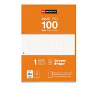 Miquelrius - Recambio Hojas A4, 100 Hojas, Cuadrícula 5 mm, 4 Taladros, Color Naranja
