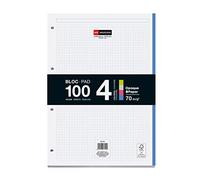 Miquelrius - Bloc Recambio Hojas Encoladas, 4 Franjas de Colores Intensos, 100 Hojas Cuadriculadas de 5 mm, Tamaño A4, Papel 70 g/m², 4 Taladros
